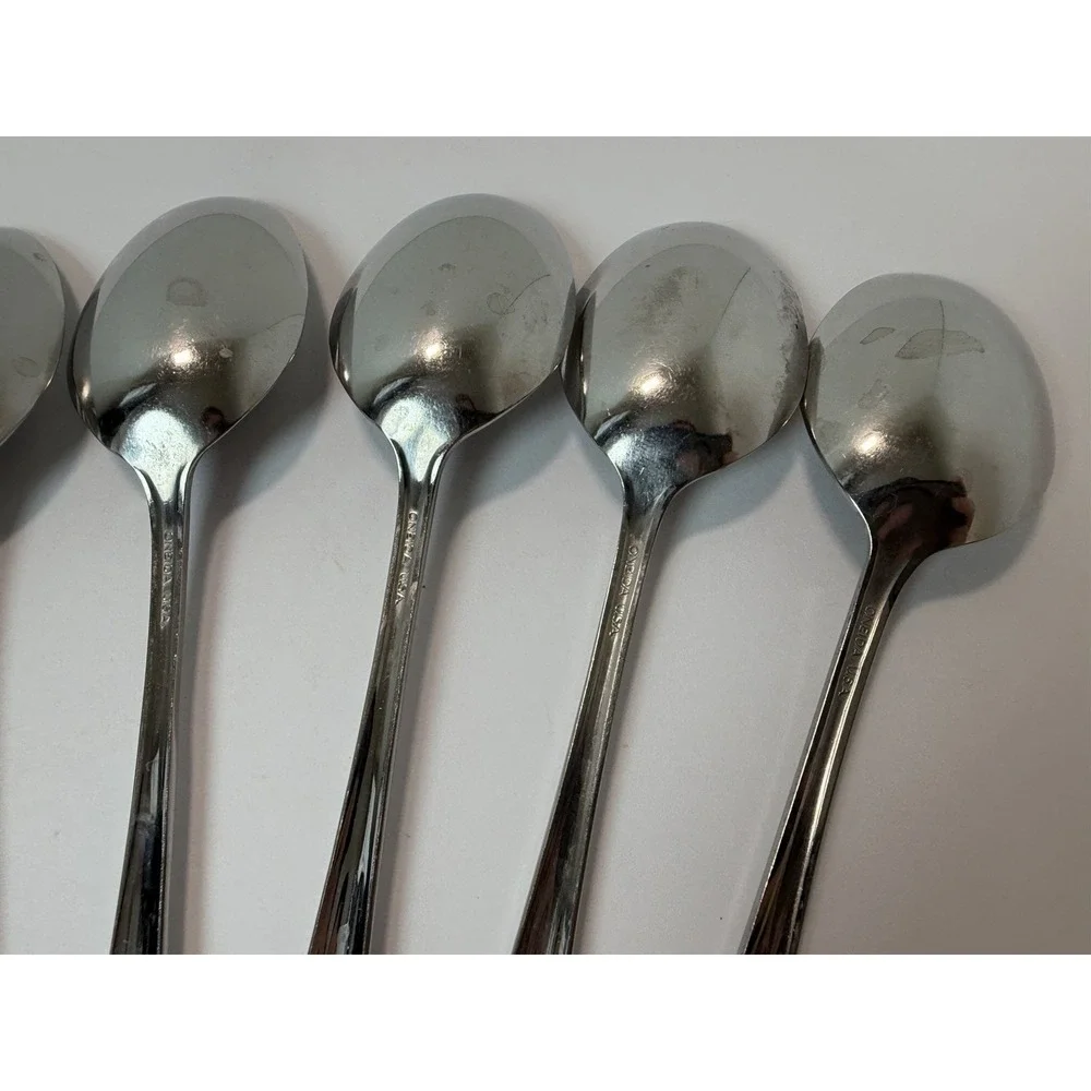 9 Oval Soup Spoons BANCROFT by Oneida Stainless Steel Flatware USA 6 7/8